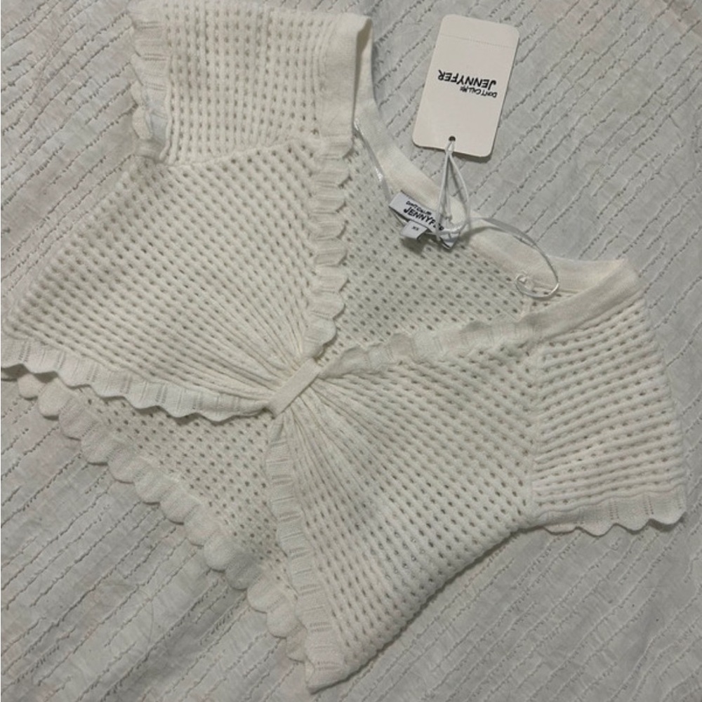 White Knit Scalloped Shirt